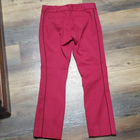 Anthropologie the essential slim magenta piped cropped trouser pants - Picture 7 of 8